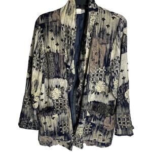 Vintage Kensington Square Jacket Plus 1X Made in USA Patchwork Style Open Front